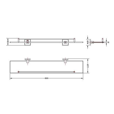 หิ้งกระจกวางของ KARAT FAUCET KB-42-732-ST สีโครม