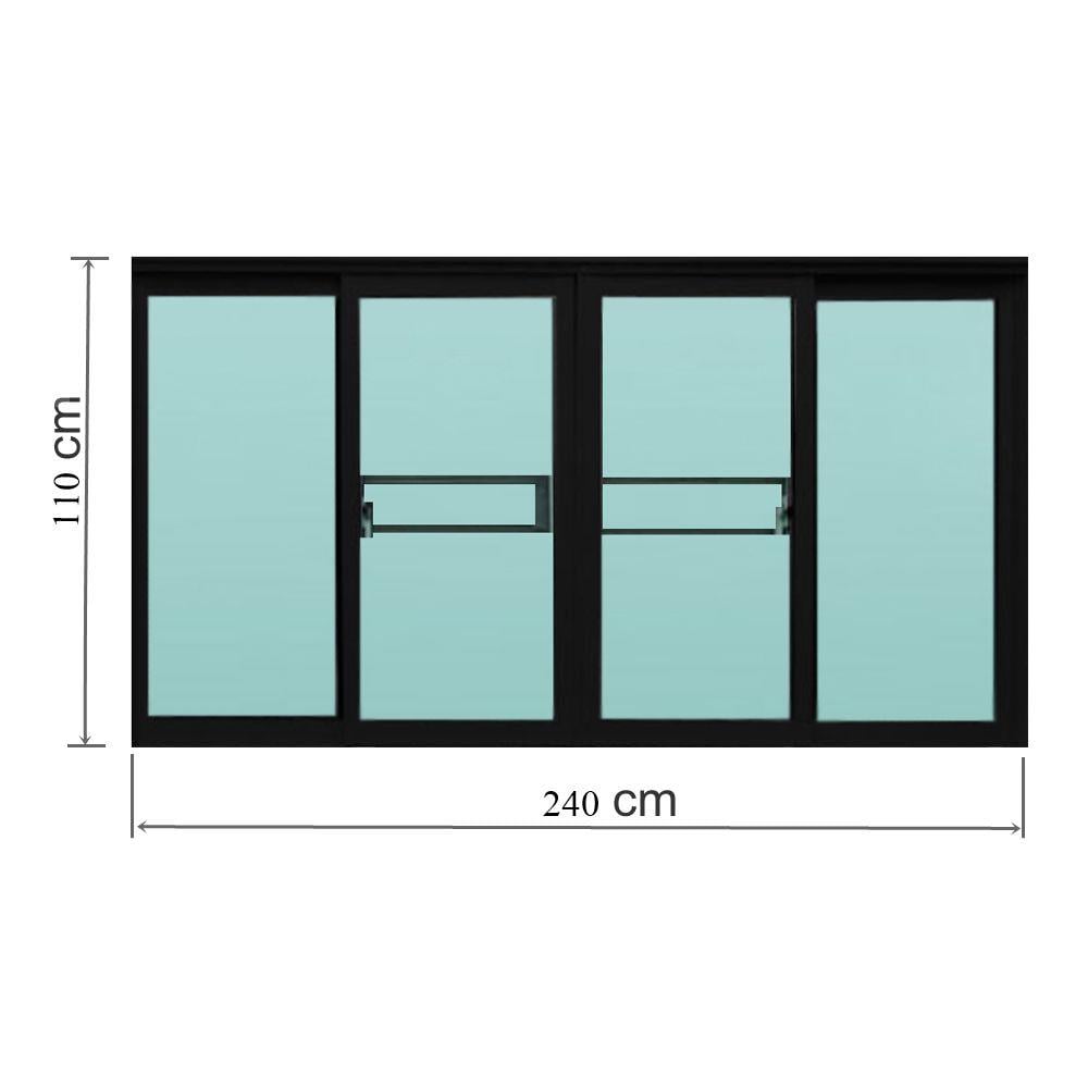 หน้าต่างAluminum บานเลื่อน F-S-S-F มุ้ง ONE STOP F8 240x110 ซม. สีดำ