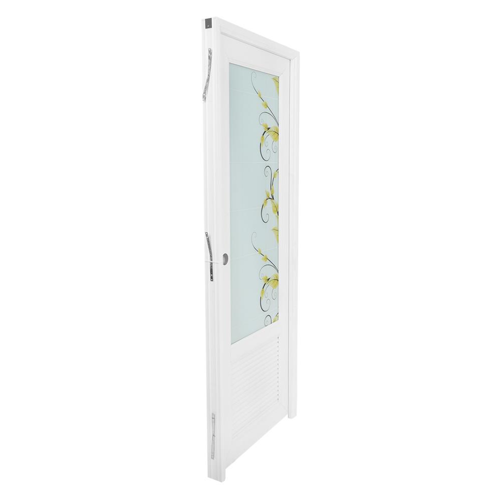 ชุดประตูห้องน้ำUPVC AQUA ใบไม้ 70X200 ซม. สีขาว พร้อมวงกบ
