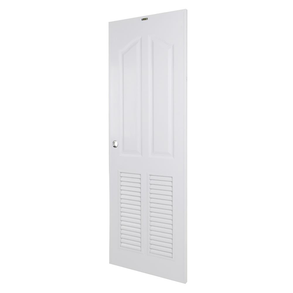 ประตูห้องน้ำ UPVC AZLE PSW6 ลูกฟัก-เกล็ด 70x200 ซม. สีขาว