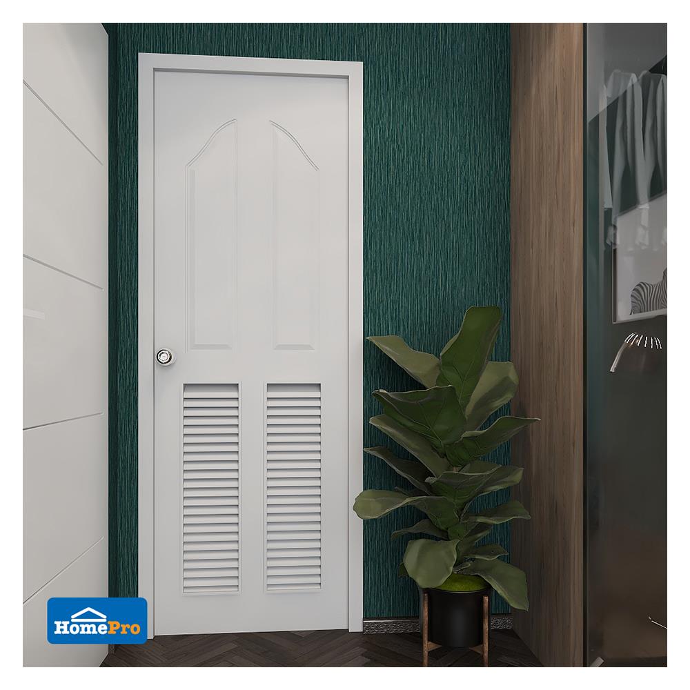 ประตูห้องน้ำ UPVC AZLE PSW6 ลูกฟัก-เกล็ด 70x200 ซม. สีขาว
