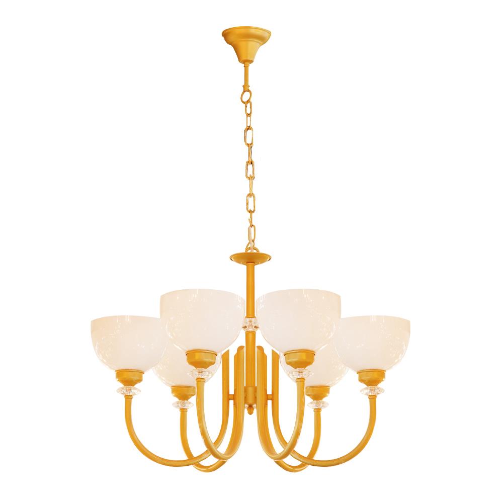 ไฟช่อ L&E 01-02581 แก้ว/อะคริลิค/สีขาว/สีทอง 6หัว