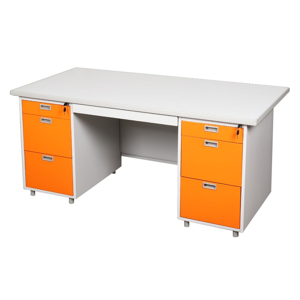 โต๊ะทำงานเหล็ก LUCKY WORLD DL-52-33-OR 159.5 ซม. สีส้ม