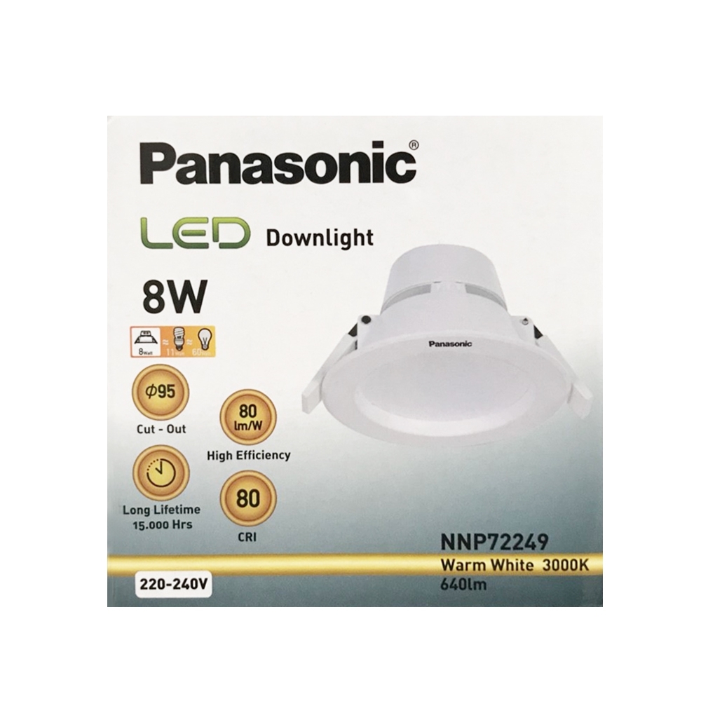 DOWNLIGHT LED NNP72249 8W WARMWHITE PANASONIC PLASTIC WHITE4"ROUND