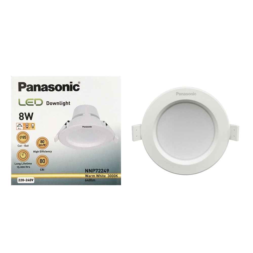 DOWNLIGHT LED NNP72249 8W WARMWHITE PANASONIC PLASTIC WHITE4"ROUND