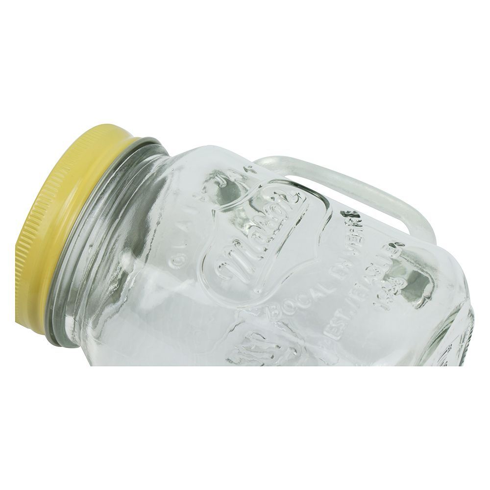 ขวดโหลแก้วมีหูฝาเกลียว HOMELIVING  0.45 ลิตร สีเหลือง แพ็ค 6