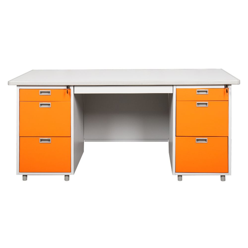 โต๊ะทำงานเหล็ก LUCKY WORLD DL-52-33-OR 159.5 ซม. สีส้ม