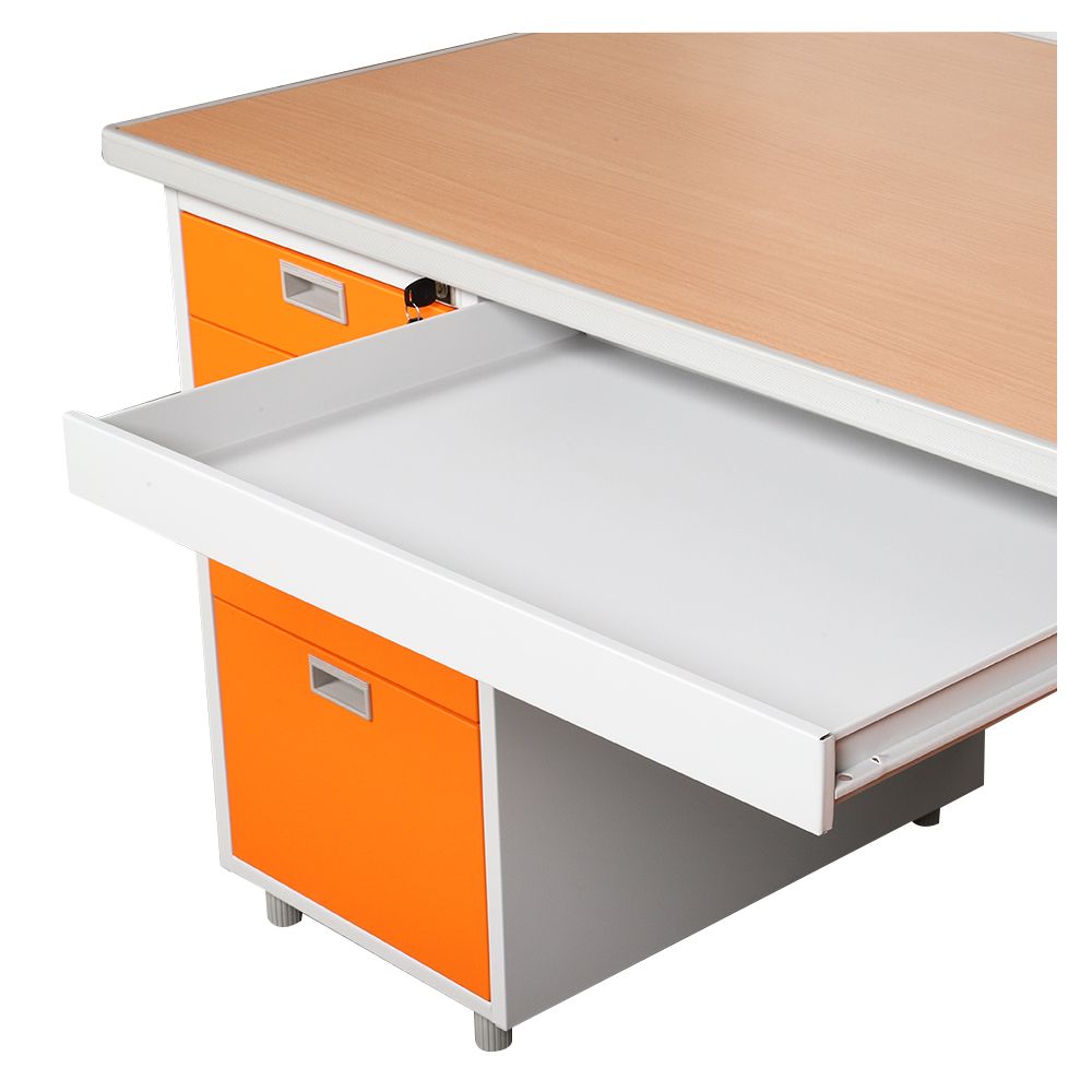 โต๊ะทำงานเหล็ก LUCKY WORLD DP-52-33-OR 159.5 ซม. สีส้ม