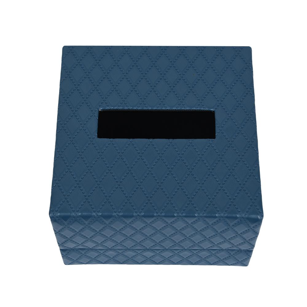 กล่องทิชชู POP UP PVC KAN LEATHER DIAMOND สีน้ำเงิน