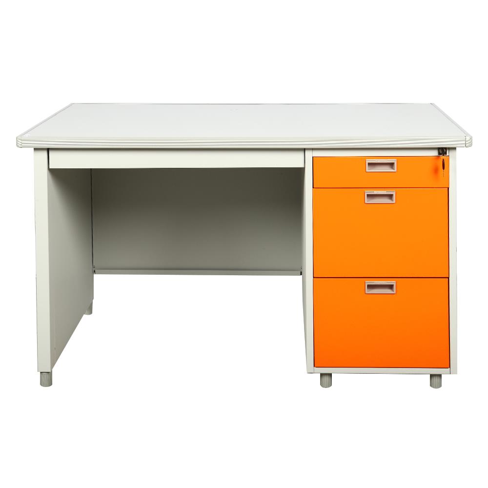 โต๊ะทำงานเหล็ก LUCKY WORLD DL-40-3 OR 120 ซม.  สีส้ม