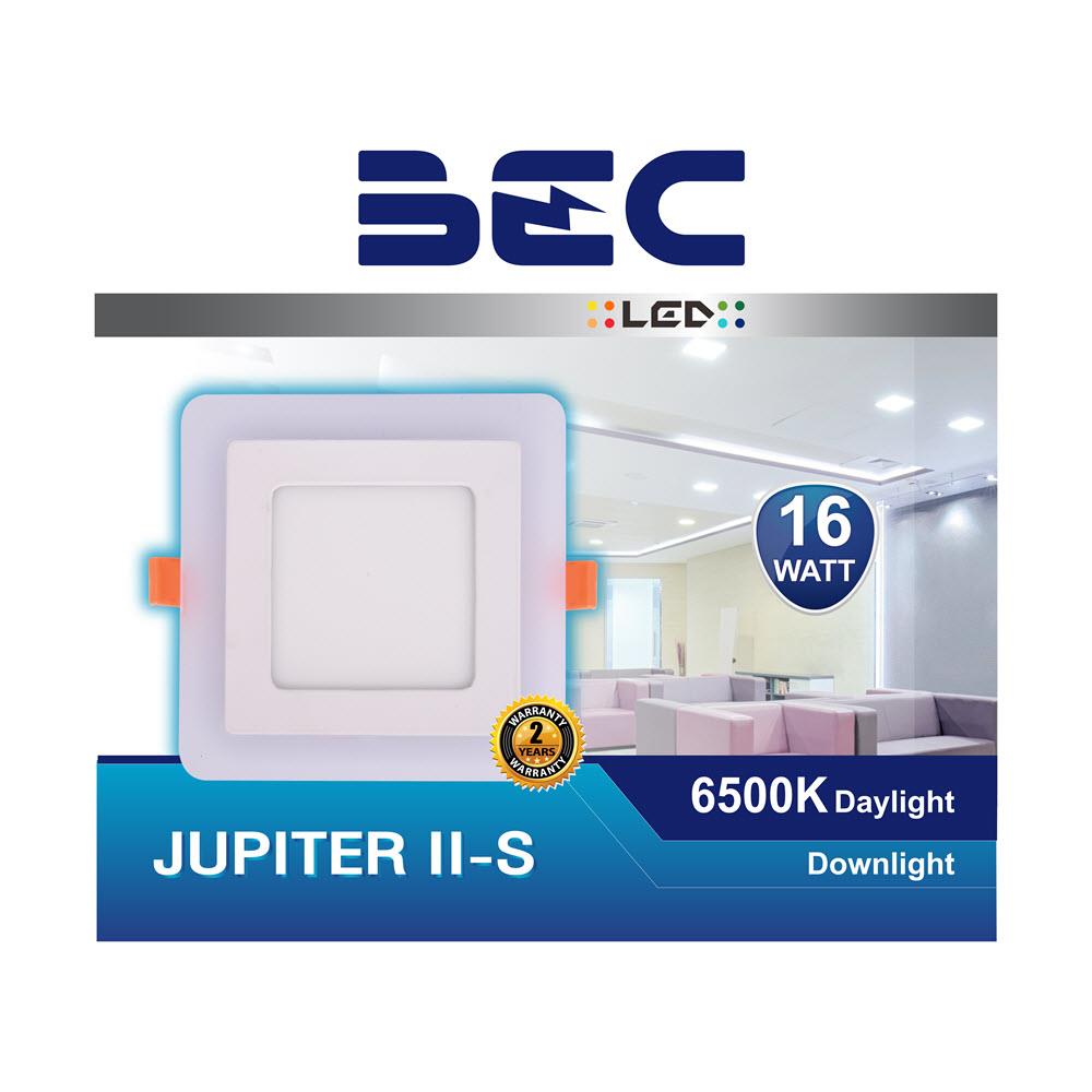 ดาวน์ไลท์ LED BEC JUPITER II-S 16 วัตต์ 6000K อะลูมิเนียม/พลาสติก 6" เหลี่ยม สีขาว
