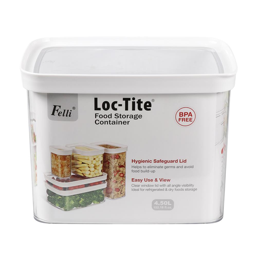 กล่องอาหารเหลี่ยม LOC-TITE ไซส์ L 4.5 ลิตร สีขาว