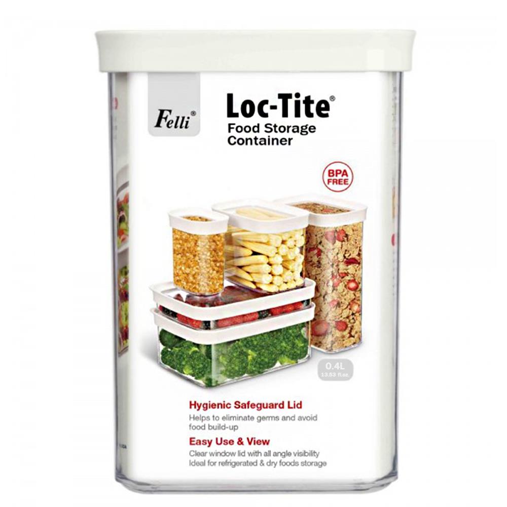 กล่องอาหารเหลี่ยม LOC-TITE ไซส์ S 0.4 ลิตร สีขาว