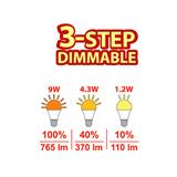 หลอด LED BEC 3-STEP DIMMABLE 9 วัตต์ WARMWHITE E27