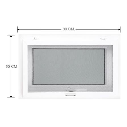 หน้าต่าง UPVC บานกระทุ้ง+มุ้ง AZLE 80x50 ซม. สีขาว_0