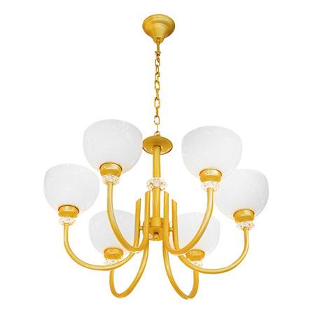 ไฟช่อ L&E 01-02581 แก้ว/อะคริลิค/สีขาว/สีทอง 6หัว_0