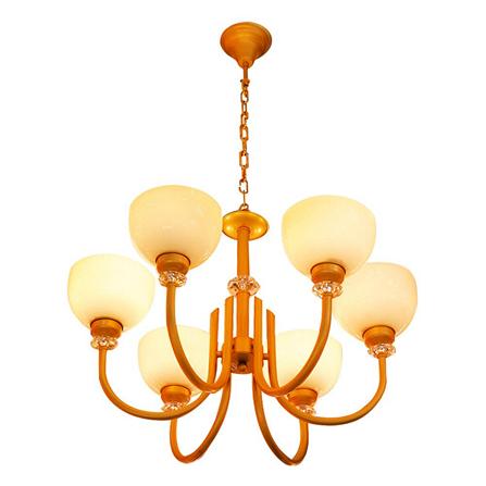 ไฟช่อ L&E 01-02581 แก้ว/อะคริลิค/สีขาว/สีทอง 6หัว_2