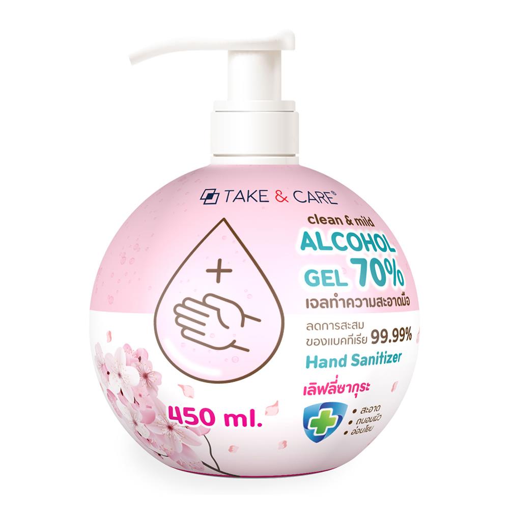 เจลแอลกอฮอล์ล้างมือ TAKE AND CARE 450ml LOVELY SAKURA