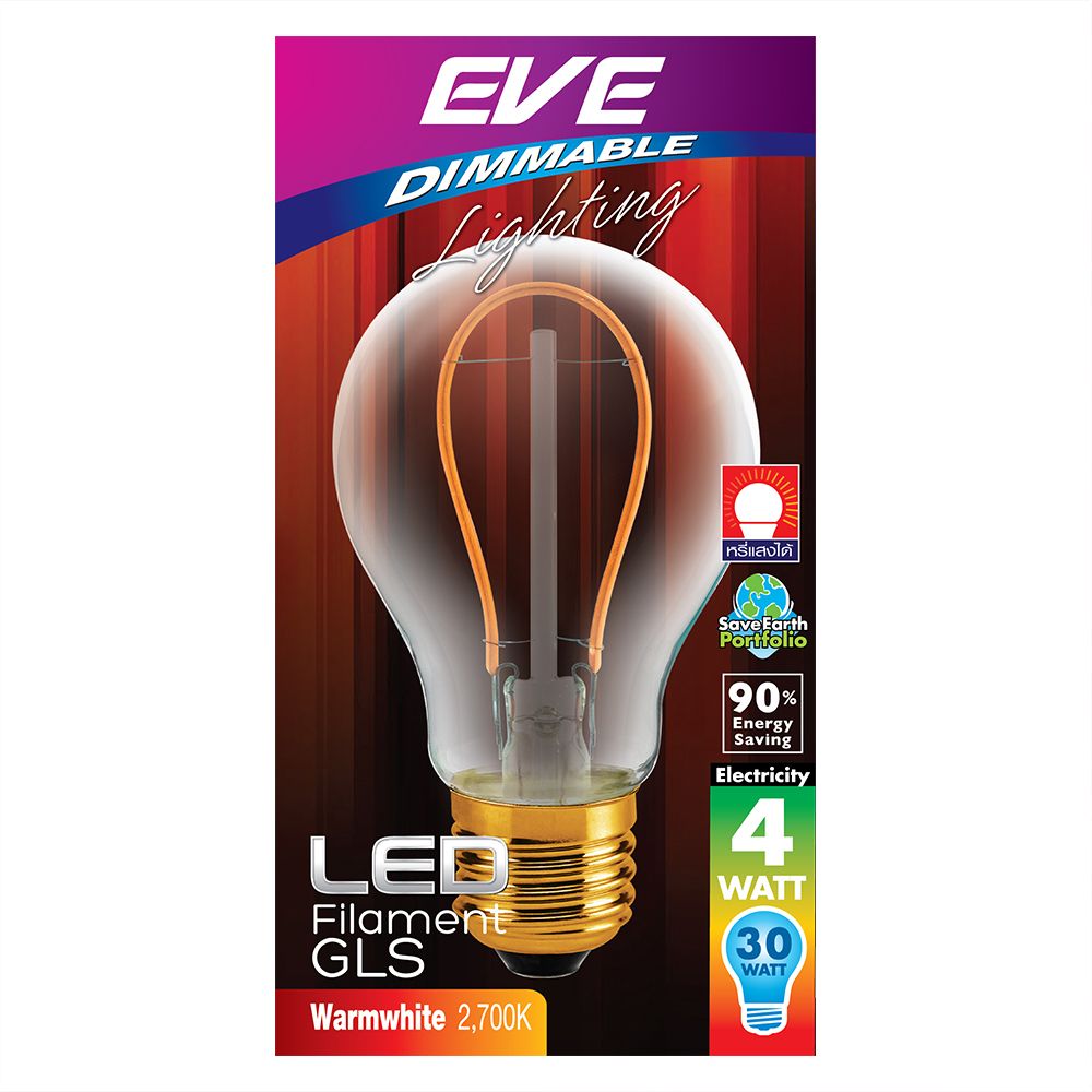 หลอด LED EVE FILAMENT GLS 4 วัตต์ WARMWHITE E27