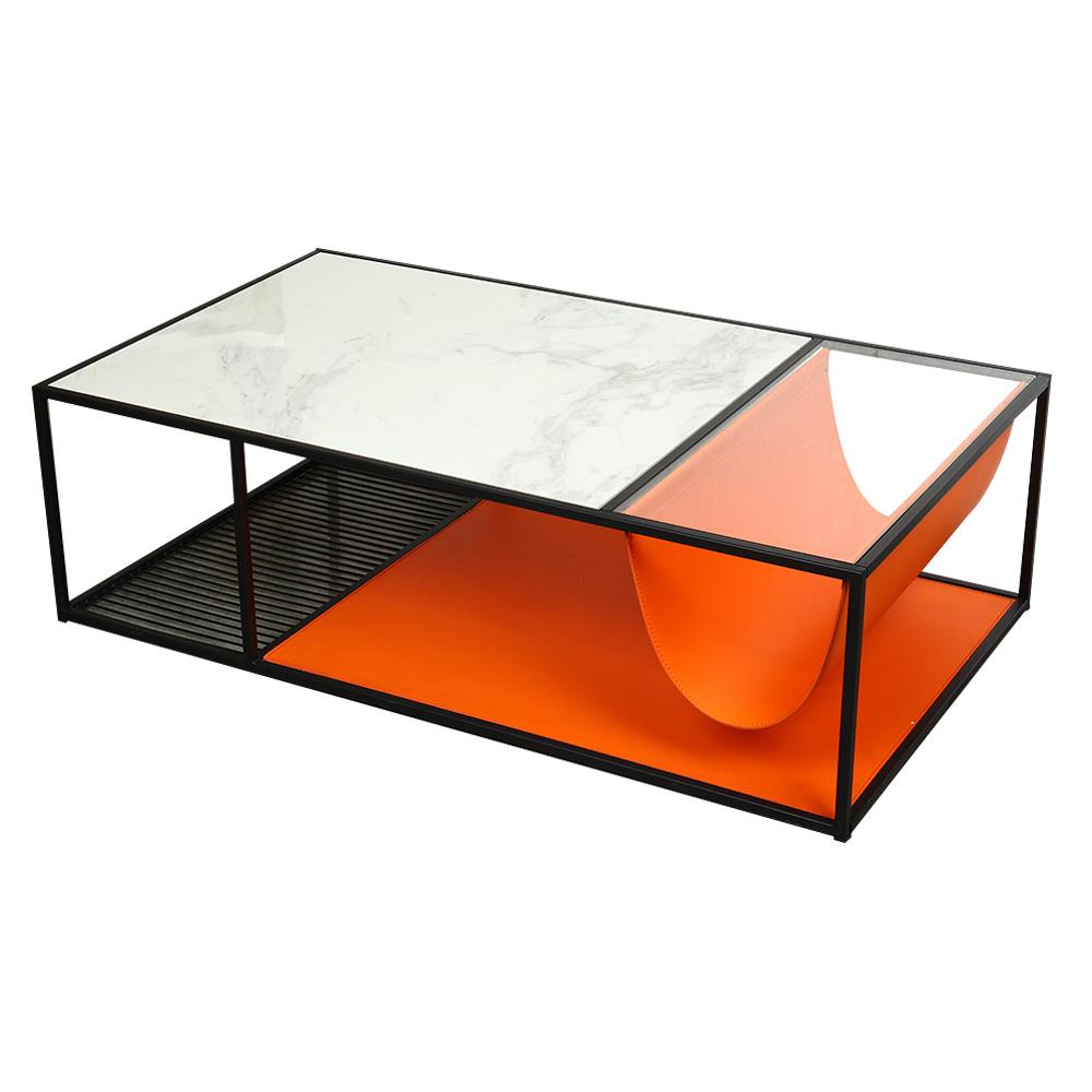 โต๊ะกลาง FURDINI FLOW C181091 สีส้ม/ดำ