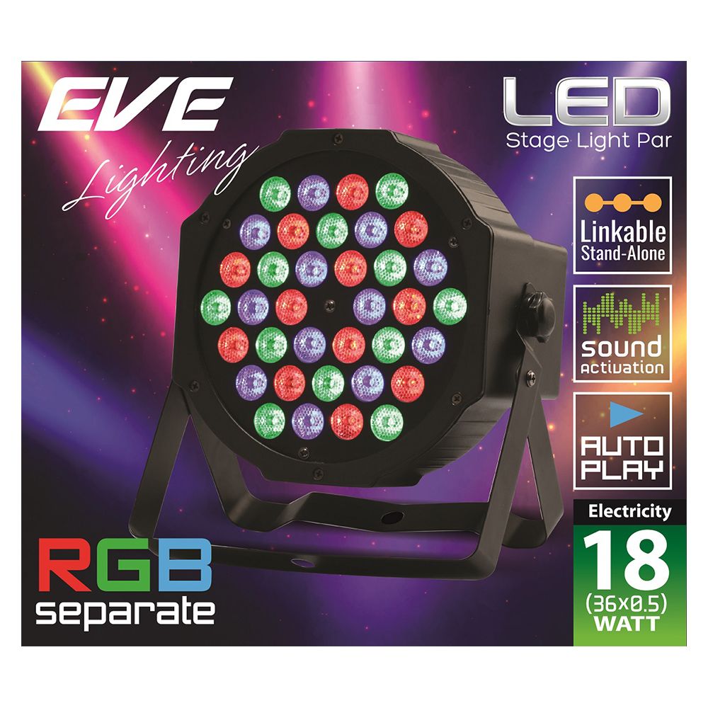 สปอทไลท์ภายใน LED EVE 562196 18 วัตต์ RGB สีดำ