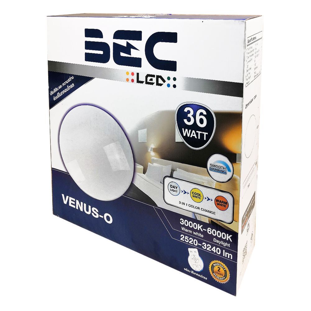ไฟเพดาน LED VENUS-O 36 วัตต์ BEC อะคริลิก MODERN สีขาว 16 นิ้ว