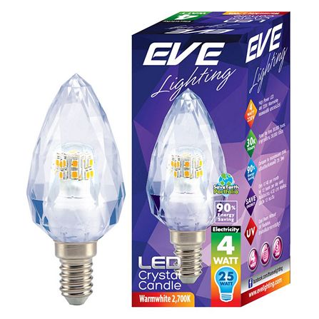 หลอด LED EVE CRYSTAL CANDLE 4 วัตต์ WARM WHITE E14_0