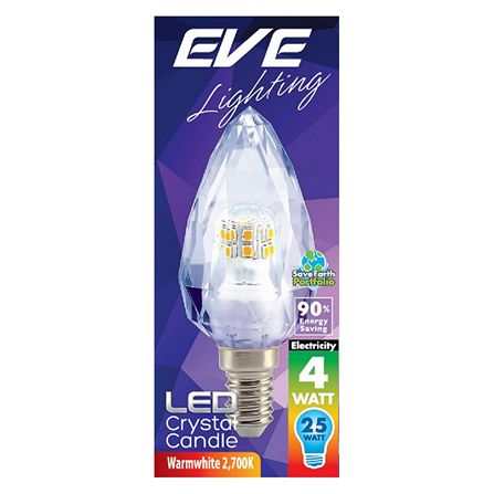 หลอด LED EVE CRYSTAL CANDLE 4 วัตต์ WARM WHITE E14_1