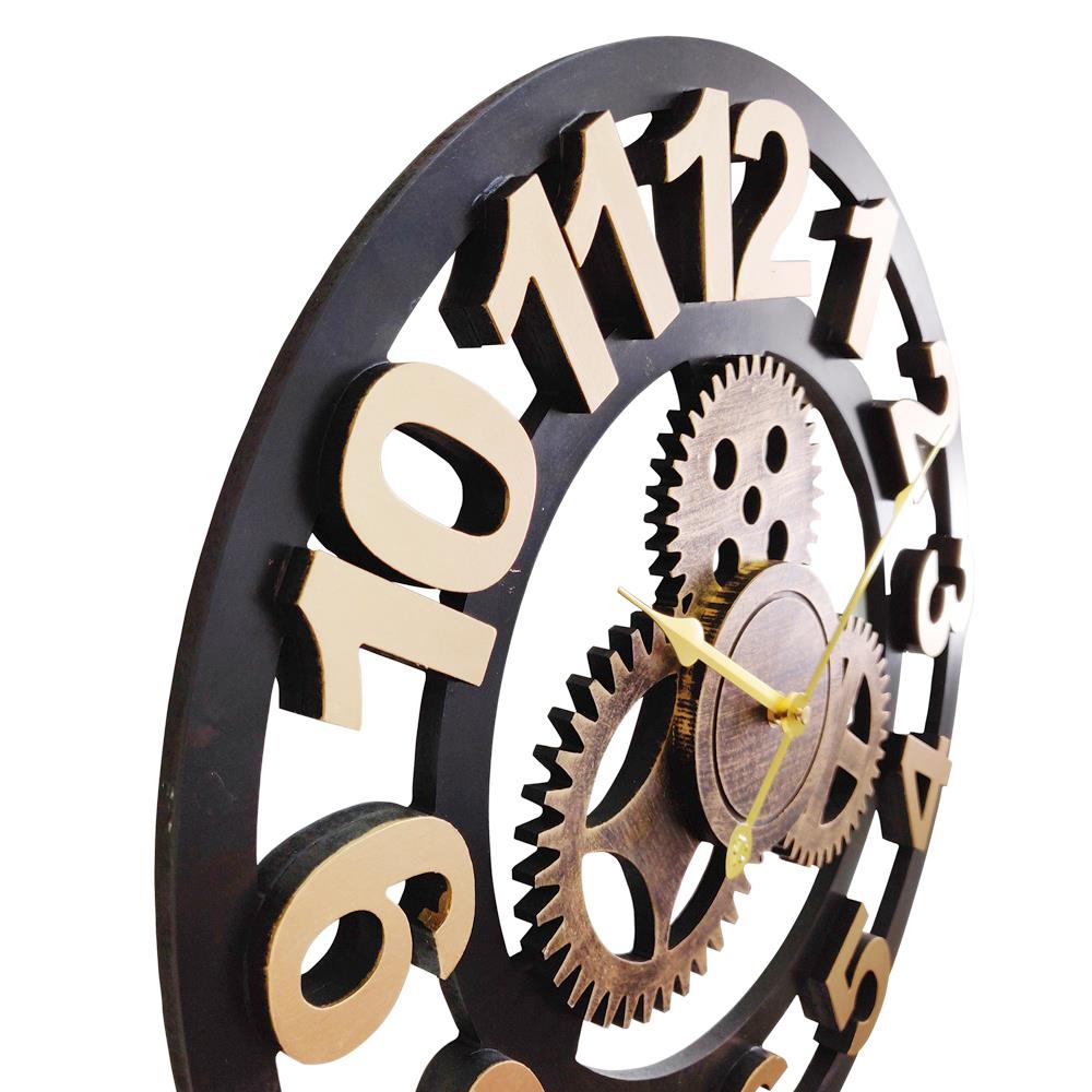 นาฬิกาแขวนไม้ HOMEHEAVEN LOFT HH50-3 19x19 นิ้ว สีดำ/ทอง