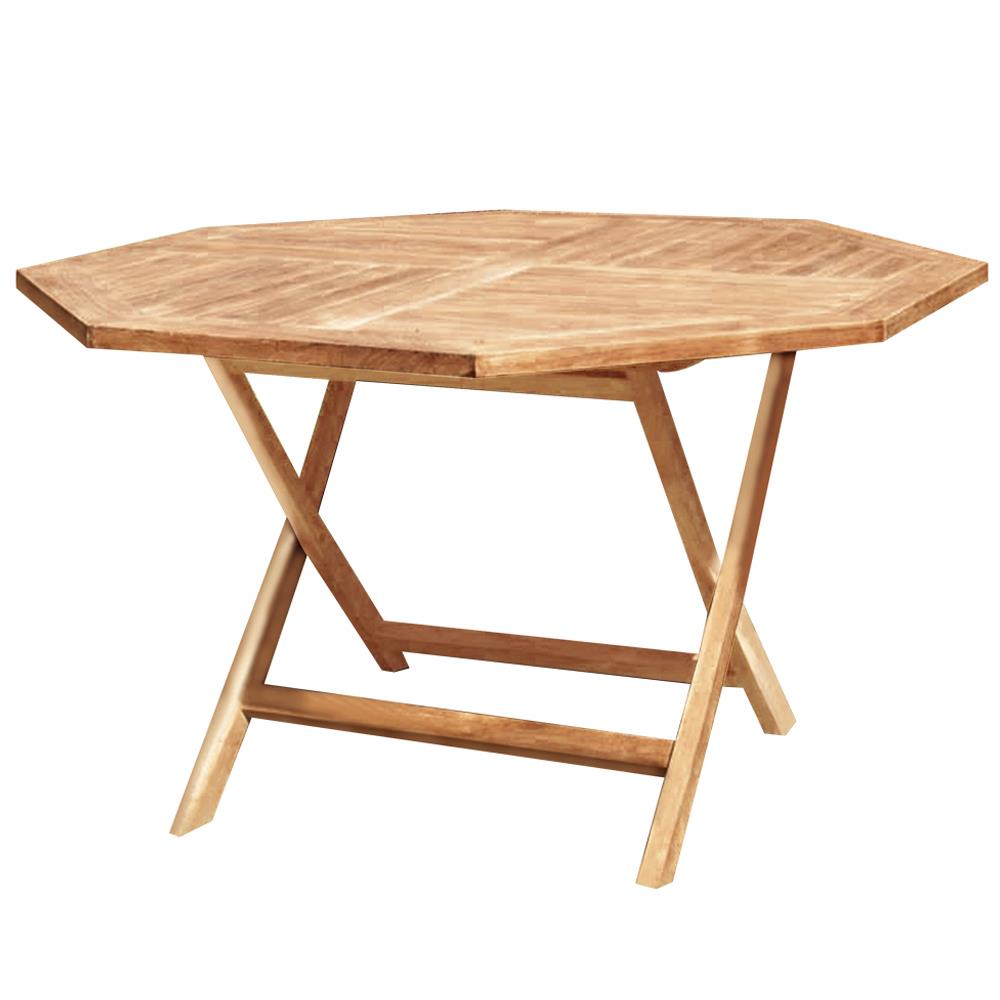 โต๊ะพับไม้สักทรงแปดเหลี่ยม SURE TGE-120F 120 ซม. สีธรรมชาติ
