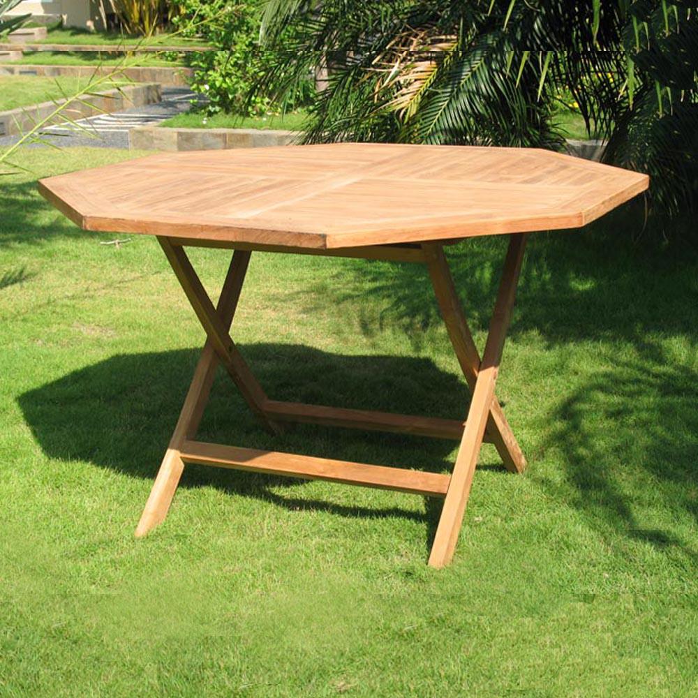 โต๊ะพับไม้สักทรงแปดเหลี่ยม SURE TGE-120F 120 ซม. สีธรรมชาติ