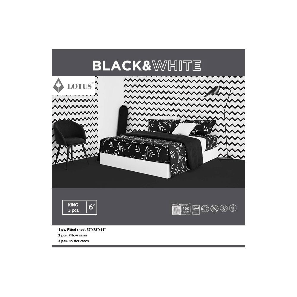 ชุดผ้าปูที่นอน 6 ฟุต 5 ชิ้น LOTUS BLACK & WHITE LI-BW 02B สีดำ