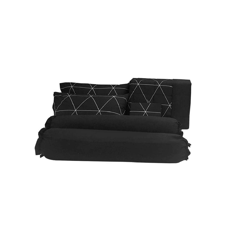 ชุดผ้าปูที่นอน 6 ฟุต 6 ชิ้น LOTUS BLACK&WHITE LI-BW 01B สีดำ