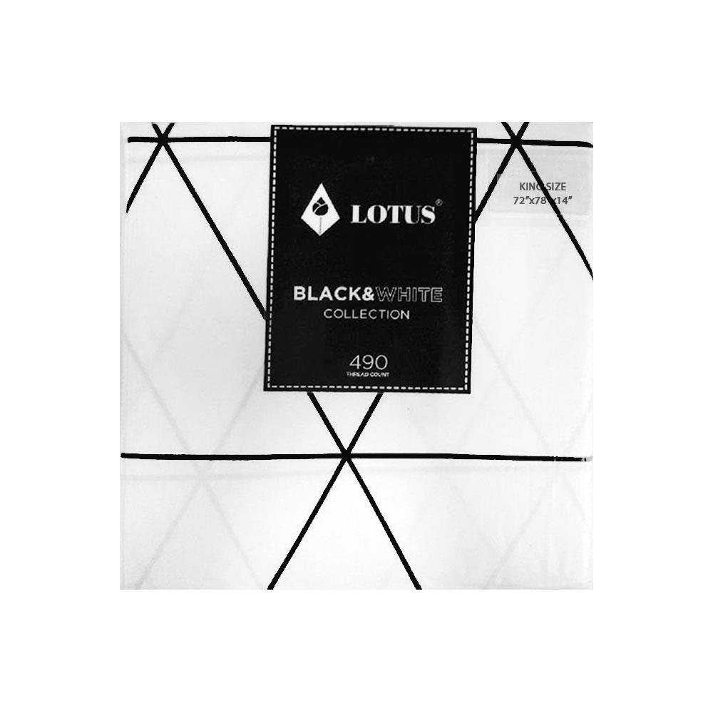 ชุดผ้าปูที่นอน 6 ฟุต 5 ชิ้น LOTUS BLACK & WHITE LI-BW 01W สีขาว