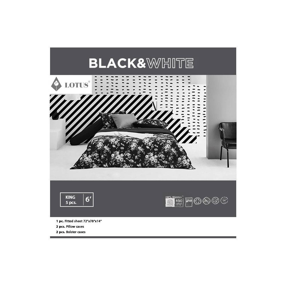 ชุดผ้าปูที่นอน 6 ฟุต 5 ชิ้น LOTUS BLACK & WHITE LI-BW 03B สีดำ