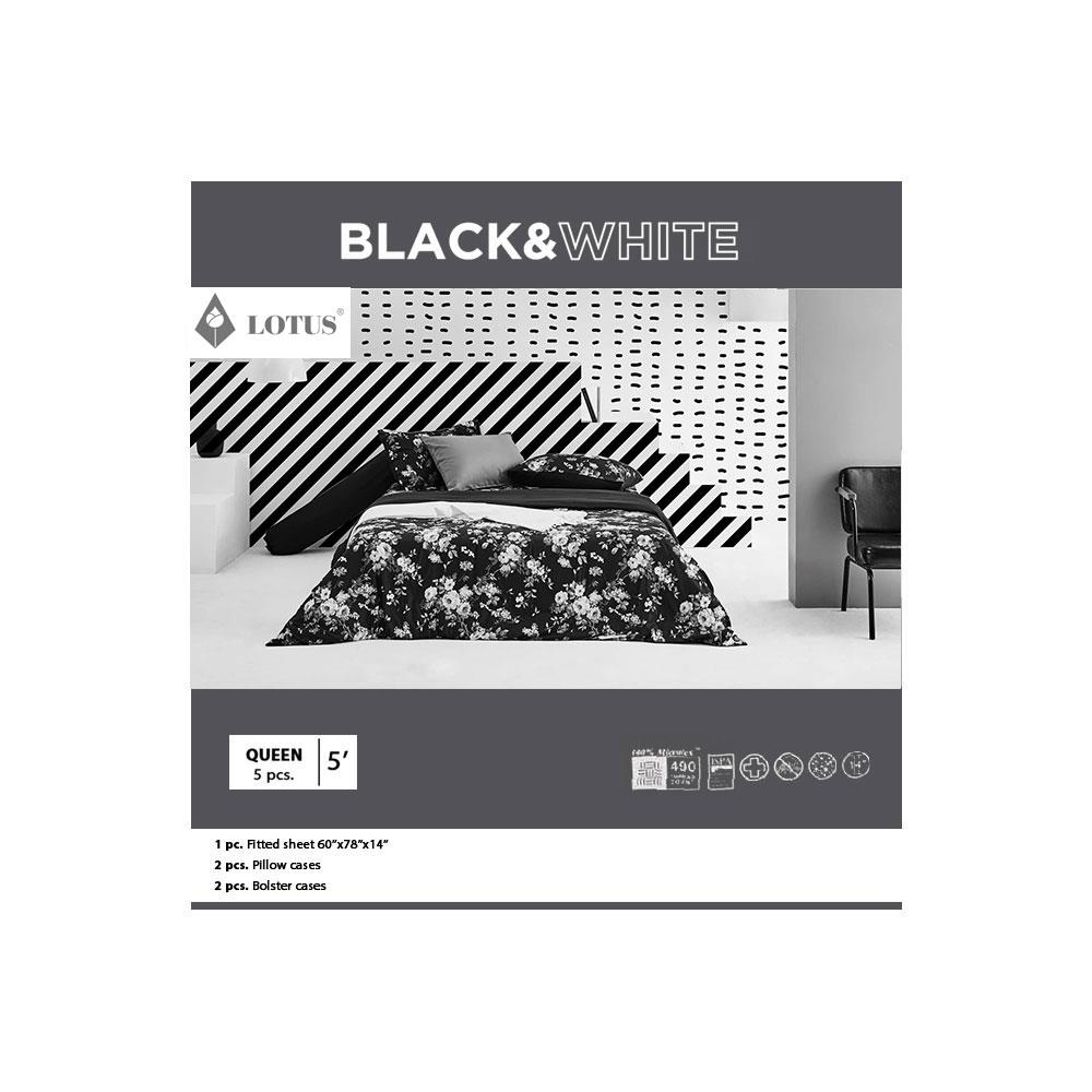 ชุดผ้าปูที่นอน 5 ฟุต 5 ชิ้น LOTUS BLACK & WHITE LI-BW 03B สีดำ