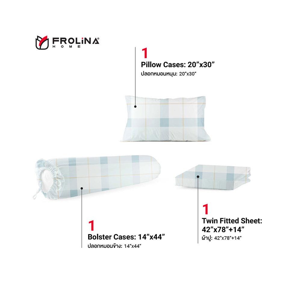 ชุดผ้าปูที่นอน 3.5 ฟุต 3 ชิ้น FROLINA MICROTEX DF029 สีฟ้า