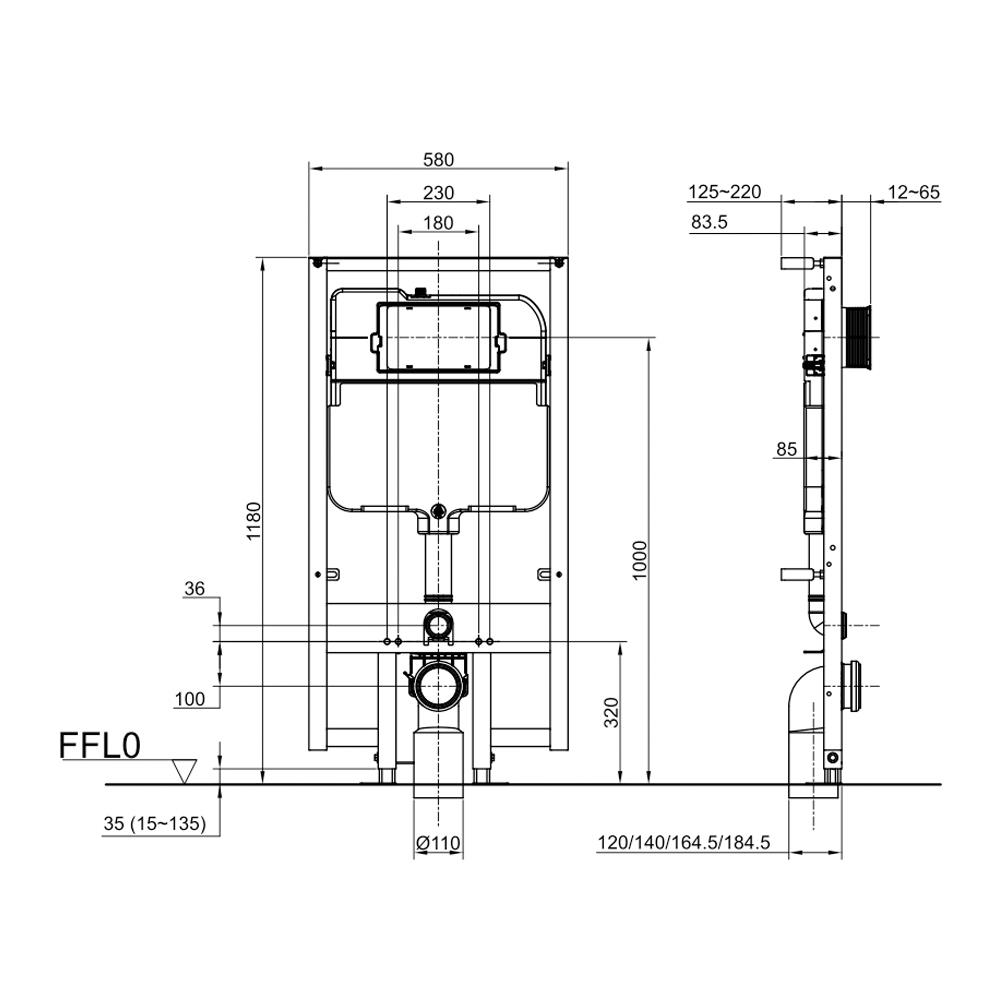 หม้อน้ำซ่อนผนังแบบกดหน้า TOTO WH171A 3/6 ลิตร