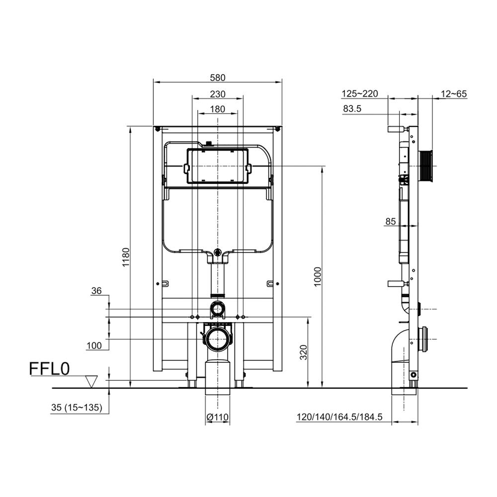 หม้อน้ำซ่อนผนังแบบกดหน้า TOTO WH172A 4.5/3 ลิตร