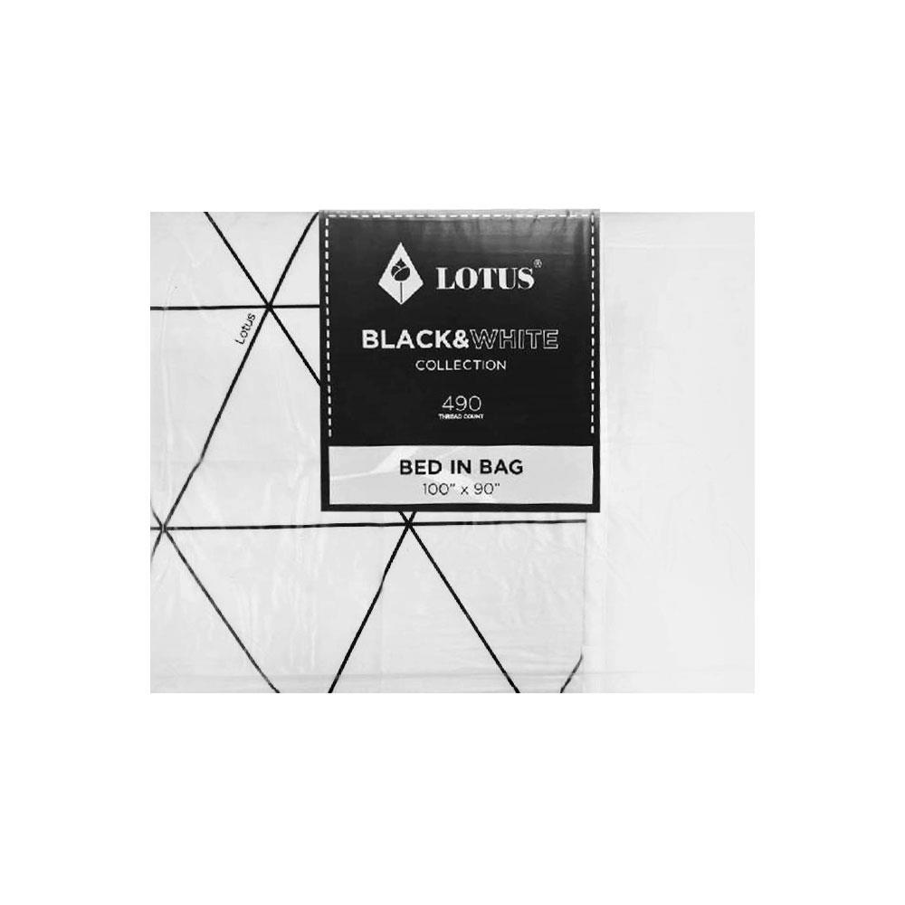 ชุดผ้าปูที่นอน 5 ฟุต 6 ชิ้น LOTUS BLACK & WHITE LI-BW 01W สีขาว