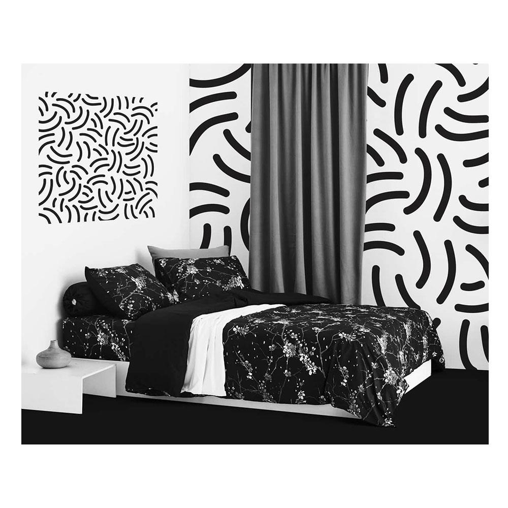 ชุดผ้าปูที่นอน 5 ฟุต 6 ชิ้น LOTUS BLACK & WHITE LI-BW 04B สีดำ