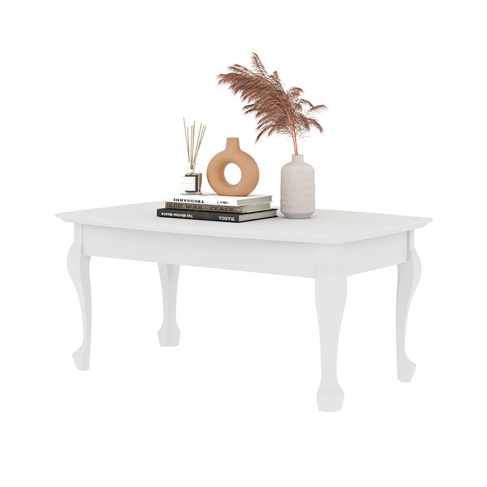 โต๊ะกลางขาไม้จริง KONCEPT MONETA สีขาว