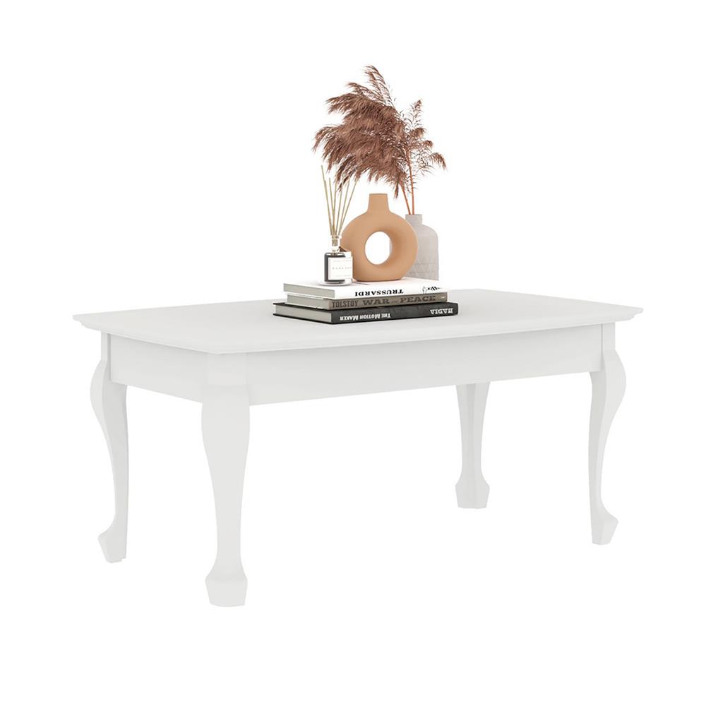 โต๊ะกลางขาไม้จริง KONCEPT MONETA สีขาว