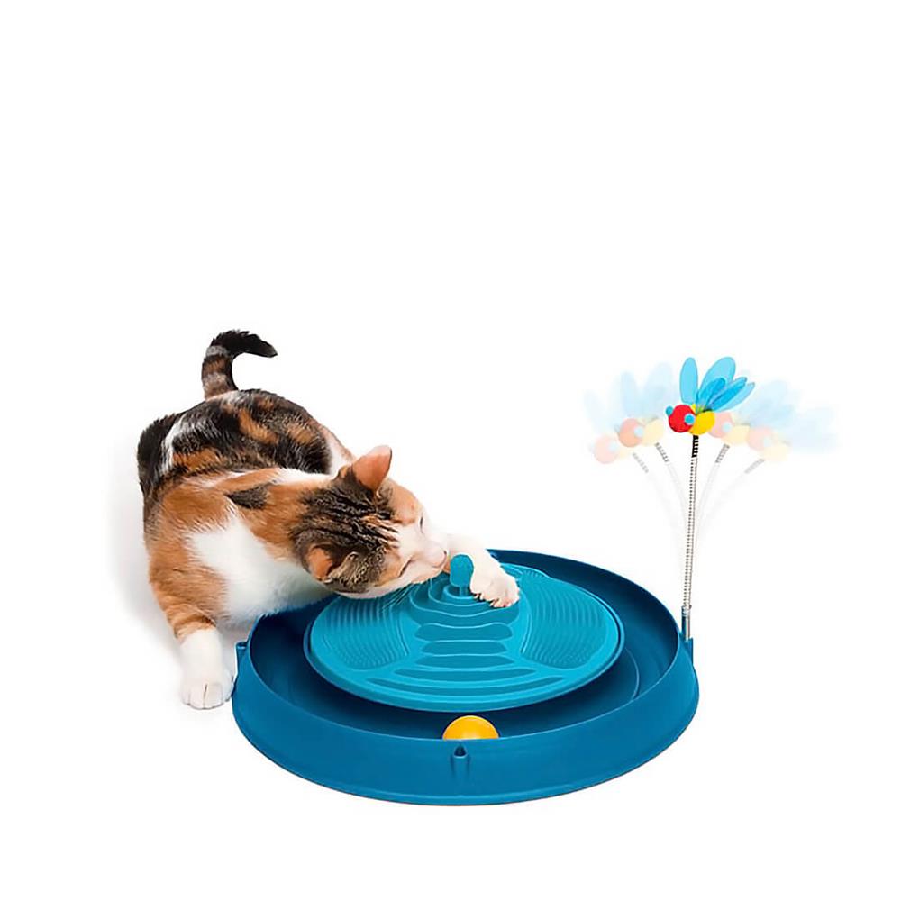 ของเล่นแมว CATIT PLAY 3IN1 CIRCUIT BALL สีฟ้า