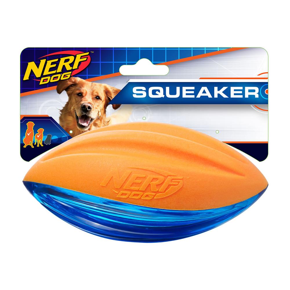 ของเล่นฟุตบอลสุนัขมีเสียง NERF ไซซ์ S สีน้ำเงิน/ส้ม