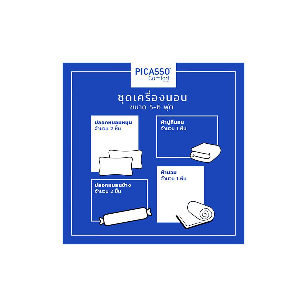 ชุดผ้าปูที่นอน 6 ฟุต 6 ชิ้น PICASSO BUILT-IN สี PALE PINK