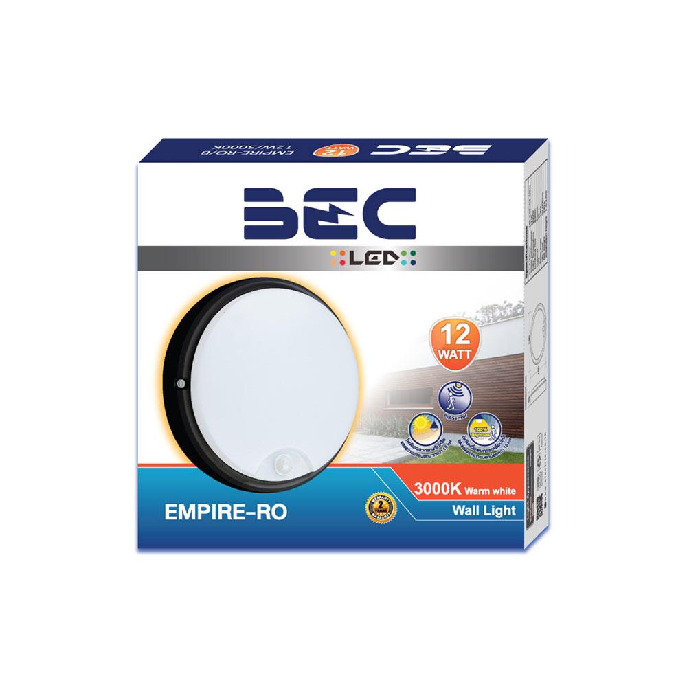 ไฟผนังนอก LED BEC EMPIRE-RO 12 วัตต์ WARM WHITE สีดำ