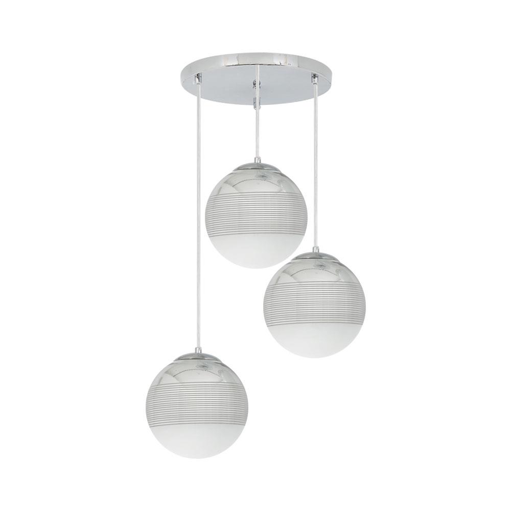 ไฟช่อ CARINI P7218-3S-S สีเงิน/ขาว 3 หัว