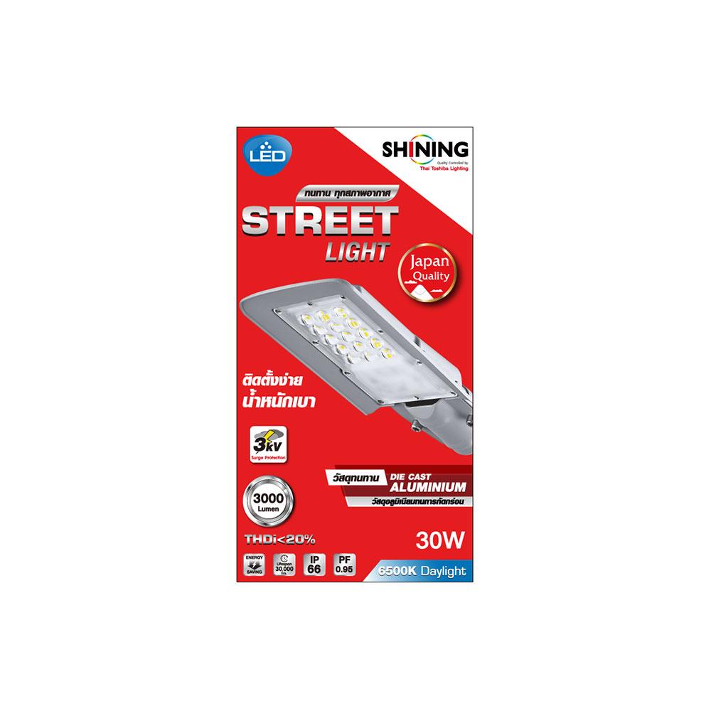 ไฟถนน LED SHINING S-ST03065F-1 30 วัตต์ DAYLIGHT สีเทา