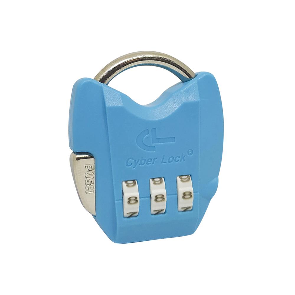 กุญแจรหัส CYBER LOCK PL802  38.3 มม. รหัส 3 หลัก สีฟ้า